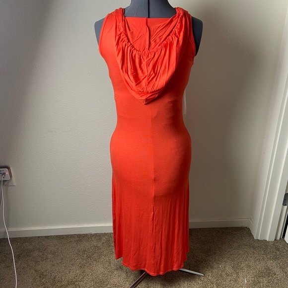 Coii Orange Cutout Design Orange Sheer small Sleeveless Bodycon Hoodie Maxi - Picture 12 of 16